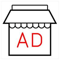 Advertisement Store icon concept in red line color vector