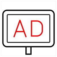 Ad icon concept in red line color vector