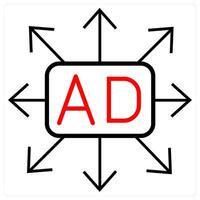 Ad Directions icon concept in red line color vector
