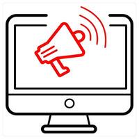 Broadcast icon concept in red line color vector
