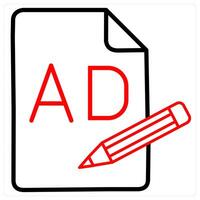 Compose Content icon concept in red line color vector