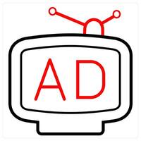 Dish Ad icon concept in red line color vector