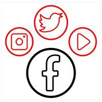 Media Promotion icon concept in red line color vector