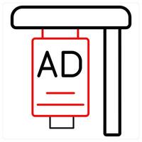 Ad Board and ads icon concept in red line color vector