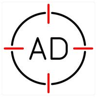 Target Advertisement icon concept in red line color vector