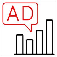 Advertisement Graph icon concept in red line color vector