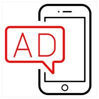 Mobile Advertising icon concept in red line color vector