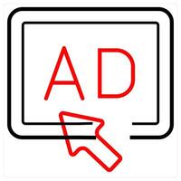 Pay Per Click Ad icon concept in red line color vector