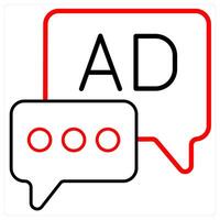 Advertisement and ads icon concept in red line color vector