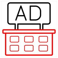 Ad Board icon concept in red line color vector