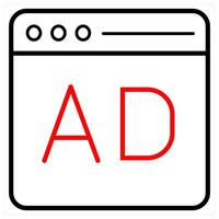 Website Ad icon concept in red line color vector