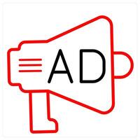 Media Ad icon concept in red line color vector