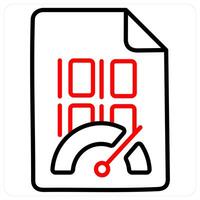 Speedometer and Big data icon concept in red line color vector