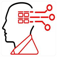 Technology and Big data icon concept in red line color vector