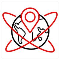 Global location and Big data icon concept in red line color vector