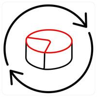 Diagram and Big data icon concept in red line color vector