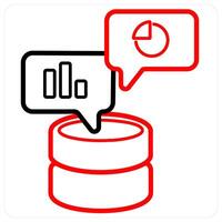 Statistics and analytics icon concept in red line color vector