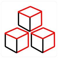 3 d and Big data icon concept in red line color vector