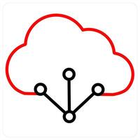 Cloud connectivity and Big data icon in red line color vector