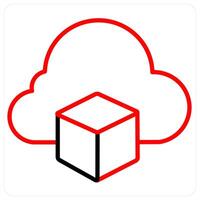 Cloud Storage and Big data icon concept in red line color vector