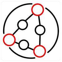 Networking and connection icon concept in red line color vector