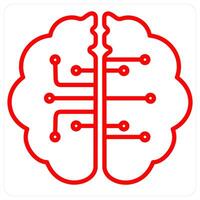 Creative Brain and Big data icon concept in red line color vector