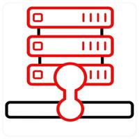 Database server and Big data icon concept in red line color vector