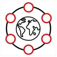 Database and global concept in red line color vector