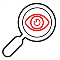 Data Search and Big data icon concept in red line color vector
