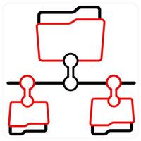 Folder and document icon concept in red line color vector