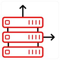 Database server and hosting icon concept in red line color vector