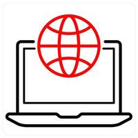 Global network and Big data icon concept in red line color vector