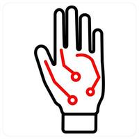 Prosthetic hand and Big data icon concept in red line color vector