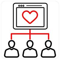 Donators and donate icon concept in red line color vector