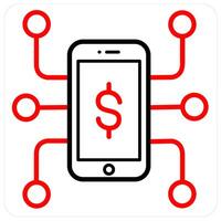 Money Network and finance icon concept in red line color vector