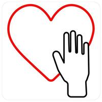 Donate and Helping icon concept in red line color vector