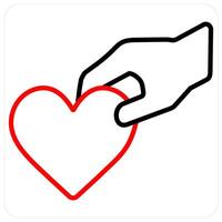Help and Donate icon concept in red line color vector