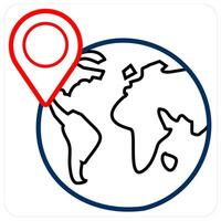 Global Location and Global access icon concept in red line color vector