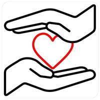 Donation and donate icon concept in red line color vector