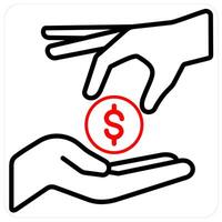 Investment and cash icon concept in red line color vector