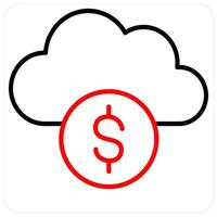 Cloud Funding and and fund icon concept in red line color vector