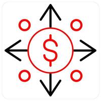 Money Flow and finance icon concept in red line color vector