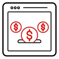 Payment Page and Payement icon concept in red line color vector