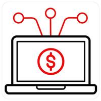 Money Transaction and finance icon concept in red line color vector