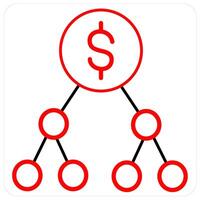 Transaction and finance icon concept in red line color vector