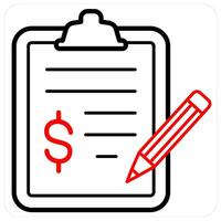 Contract Agreement deal and icon concept in red line color vector
