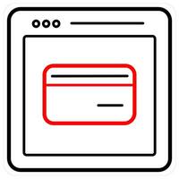 Payment Page and Digital icon concept in red line color vector