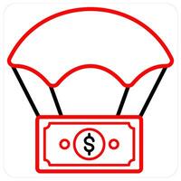 Price Hike and money icon concept in red line color vector