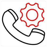 Calling Status And Support Icon Concept in red line color vector