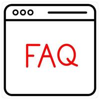 Webpage Faq And Web Icon Concept in red line color vector